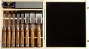 10-Pieces Premium Woodworking Wood Chisel Set with Wooden Box, Honing Guide, ...