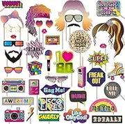 80s Photo Booth Props, Retro 80's Photo Prop Set, Throwback 80's Photo Booth Prop Set 1980's Theme Party Decorations Supplies Favor