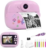 [Sicilaien] Kids Camera Instant Print, 48MP Kids Digital Camera Instant Camera for Kids with 3 Rolls Print Paper & 32G Card, 1080P Video Selfie Camera Toy for Boys Girls 3-12 Birthday Christmas, Purple