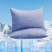 2 Pack Cooling Pillowcase 50x75cm - Envelope Closure Design, JOMWEN Premium Ultra-Soft Breathable Fabric, Cooling Effect, Blue Color, Perfect for Hot Sleepers, All Seasons (Blue)