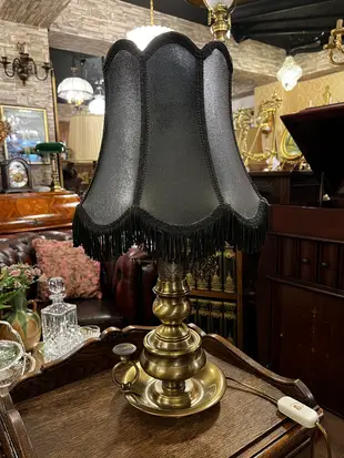 英國黑色布面燈罩黃銅油燈造型檯燈 #923030