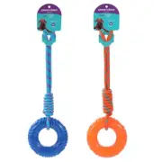 2x Paws & Claws 45cm Donut Rubber Tugger TPR Ring Interactive Pet/Dog Toy Assort