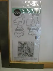 SIZZIX #663671 FOLK CHRISTMAS BEAR DEER CLEAR STAMPS & FRAMELIT DIES NEW A25715