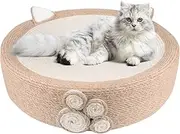 Lechansen Cat Scratch Pad Bowl Natural Sisal Mat Cat Scratching Bad for Indoor Cats Lounge Round Scratcher for Cats