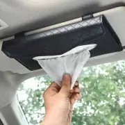 Leather Car Tissue Holder - Sun Visor Napkin Holder Backseat Tissue Case (Black)