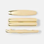 3 Pack Gold Tone Barrette Hair Clips