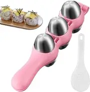 Sushi Rice Ball Mold Stainless Steel Rice Baller Rice Ball Mold DIY Sticky Rice Molds Large Ball Mold, Premium Rice Ball Mold with Spatula, Round Rice Mold Kitchen Tool Rice Ball Maker for Home/1308