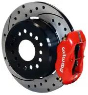 WILWOOD DISC BRAKE KIT,REAR PARKING,2005-2014 FORD MUSTANG,12" DRILLED,RED CAL.