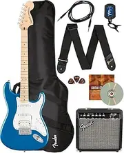 Fender Squier Affinity Stratocaster HSS - Lake Placid Blue Bundle with Frontman 10G Amplifier, Instrument Cable, Gig Bag, Strap, Picks, and Austin Bazaar Instructional DVD