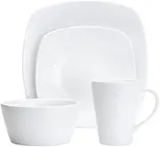 [Noritake] 4-Piece Square White on White Place Setting, Dune
