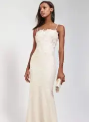 Aidan Mattox Champ Ivory Embroidered Lace Trumpet Dress 6 NEW