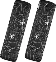 Car Seat Belt Pads 2 Piecing Soft Car Safety Seat Belt Strap Shoulder Pad Baby Seat Shoulder Strap Cover Car Accessories for Adults Youth Kids M Halloween Black and White Grunge Spiderwebs