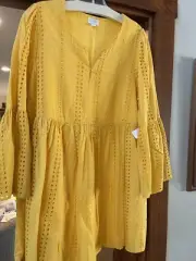 Mud Pie Mini Dress Yellow Eyelet Medium NWT