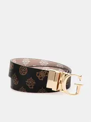 GUESS Pink Reversible Silvana Quattro G Peony Logo Belt Size: XS, Synthetic