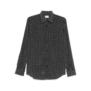 [Mazzarelli] Mazzarelli Polka-dot Long-sleeve Shirt 39 CM BLACK