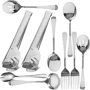 Alipis Stainless Steel Serving Spoon Set 4 Piece Cutlery Kit for Dinnerware Forks Spoons Serveware Set
