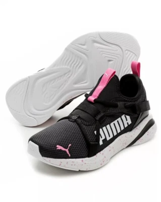PUMA GIRLS BLACK SHOE SOFTRIDE SLIP ON SPECKLE JR 377240 01J