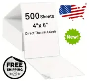 500 4x6 Fanfold Direct Thermal Direct Shipping Labels for Zebra & Rollo Printers