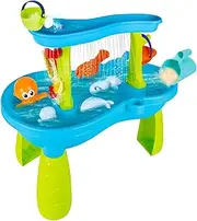 KIDBOT Sand and Water Table,2 Tier Pool Play Toys for Educational Beach Outdoor Activity Summer Backyard Kids Pretend Set
