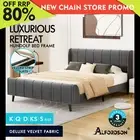 ALFORDSON Bed Frame Queen Double King Single Size Wingback Grey Velvet