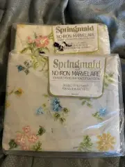 Vtg Springmaid Marvelaire Spring Sampler Double Sheet Set Flat & Fitted NOS