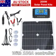 200W Solar Panel Mono Fixed Caravan Camping Power Battery USB Charge Controller