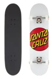 Santa Cruz Skateboard Complete Classic Dot 8" White Matte Finish Unassembled