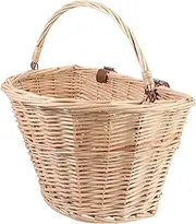 DINHEAROM Wicker Front Basket for Bicycle Sturdy Rattan Storage with Handle for Outdoor Cycling Holds Phone Umbrella Items Versatile for Home Use