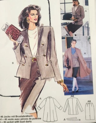 Vtg Uncut Burda Couture 4912 Sew Pattern Lined Jacket Dress Coat Skirt 10-20