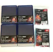 ULTRA PRO (100)Standard Toploaders Top Loaders Blue Border+(200)soft sleeves