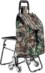Shopping Trolley with Seat Foldable Shopping Cart Climb Stairs Portable Hand Truck Grocery Bag with Wheels for Easy Storage