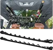 Dr.Fish Fishing Rod Holder for Vehicles, Holds 7 Rods, Durable Nylon Adjustable 30 to 50 Inches, Buckle Holder, Car Rod and Roof Reel, Rod Holder