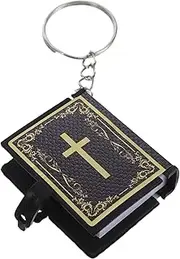 GETAJGHSD 10Pcs Bible Keychain Mini Catholic Bible Book Pendant Metal Keyring Religious Men Women