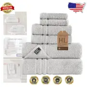 Super Absorbent 6-Piece Ice Silver Bath Towel Set with Quick Dry Turkish Cotton