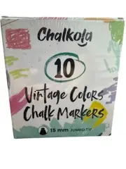 Chalkola 10 Vintage Colors Chalk Markers Set - 15mm Jumbo Tip 3-In-1 Nib