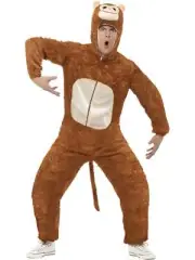 Monkey Animal Jumpsuit All In One Zoo Funny Fancy Dress Costume With Hood