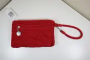 THE SAK Crochet Craze For Rocket Red Wristlet Silver Tone Hardware