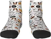 [pvinnk] Cat And Dog Faces Bulldog Beagle Labrador Print Functionality Socksing Adult Socks For Workout Winter Warmth