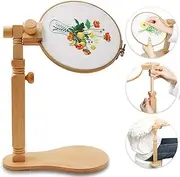 Embroidery Hoop Stand - Rotated Cross Stitch Stand Lap, Easy to Use Natural Beech Wood Embroidery Hoop Holder, Hands Cross Stitch Stand for Art Craft Sewing Needlework Projects