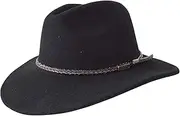 [Jacaru] 1847 Outback Wool Fedora Hat, Black, Small