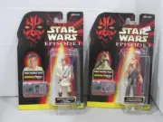 Star Wars Episode 1 JAR JAR BINKS & Obi-Wan 3.75" Figure 1998 Commtech Hasbro