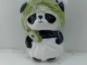 Adorable Plush Panda with Green Hood Home Accessory