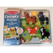Melissa and Doug- Pets 8pc Wooden Chunky Puzzle Cat Dog Pony -New In Package