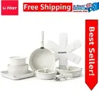 17-Piece Nonstick Cookware Set with Detachable Handle – Perfect for Induction