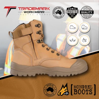 Mongrel Mens Zipsider Safety Work Boots (561050) UK/AU5-13 RRP249.95