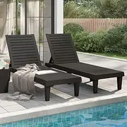 Sun Loungers 2 pcs Black 155x58x83 cm Polypropylene Patio Sun Loungers
