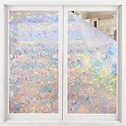 Volcanics Window Privacy Film Static Window Clings Vinyl 3D Window Decals Window Stickers Rainbow Window Film for Glass Door Home Heat Control Anti UV 17.5 x 118 Inches
