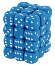 Chessex Opaque 12mm d6 Light Blue w/ White Dice Block - Set of 36