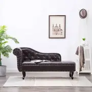 Chaise Longue Dark Brown Faux Leather vidaXL