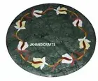 12" Green Marble Side Table Top Semi Precious Stones Home Decorative